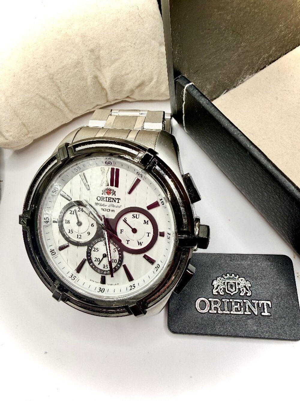 Orient NWT Men's Analog Watch White Dial Silver Stainless Steel 47.1mm 100m WR